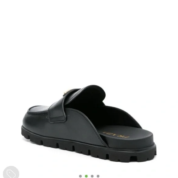 Prada Black Leather Slip-On Loafers